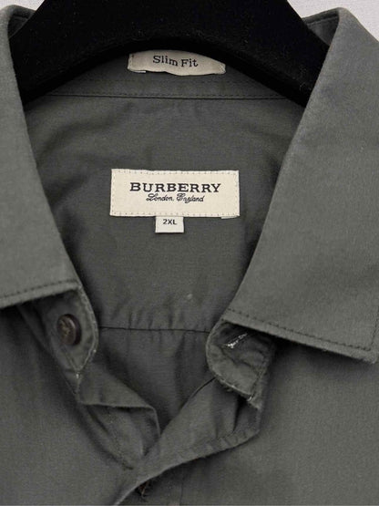 Pre-loved BURBERRY Khaki Embroidered TB Logo Size 2XL Shirt at Reems Closet