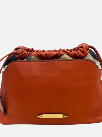 Pre - loved BURBERRY Little Crush Rusty Orange Check Crossbody at Reems Closet