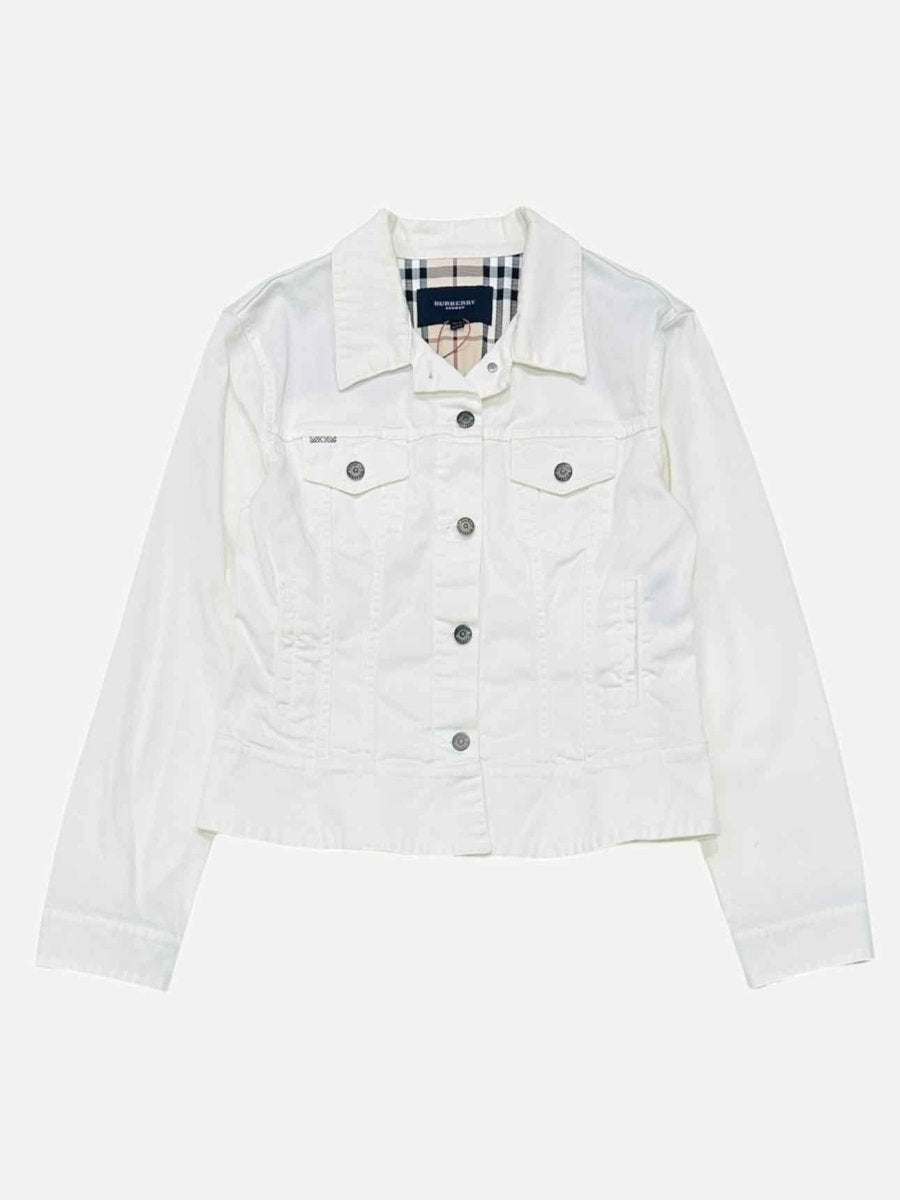 Pre - loved BURBERRY LONDON Denim White Jacket at Reems Closet