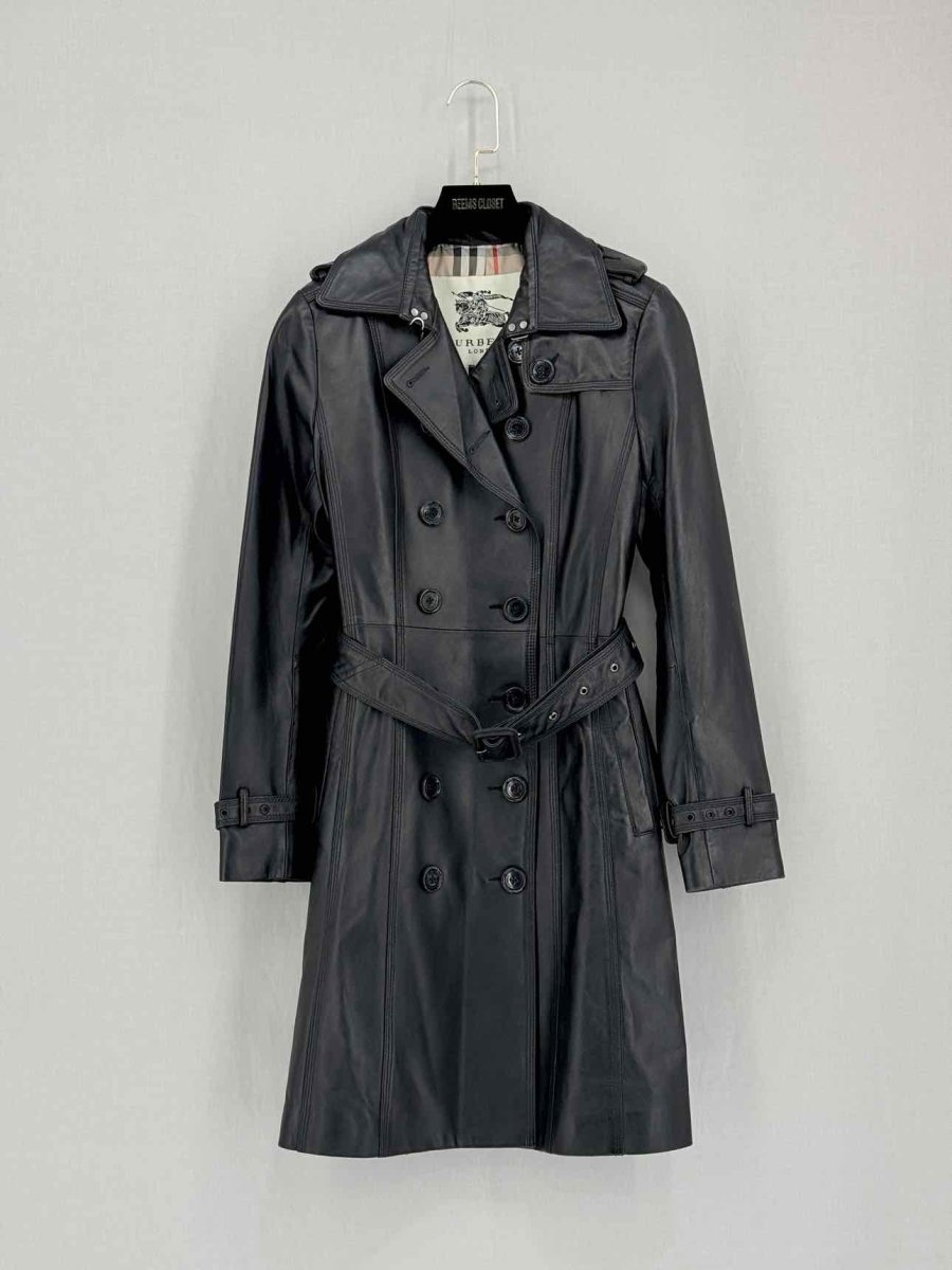 Pre-loved BURBERRY LONDON Double Breasted Black Size Medium Coat at Reems Closet