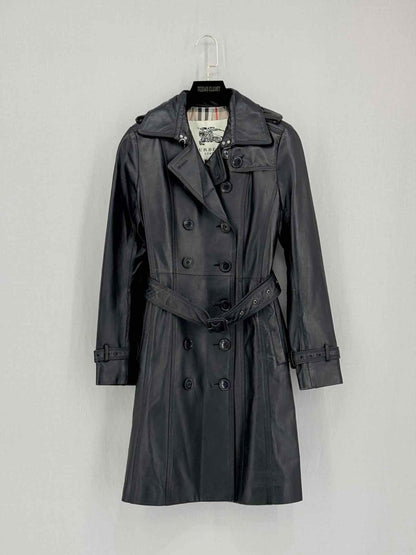 Pre-loved BURBERRY LONDON Double Breasted Black Size Medium Coat at Reems Closet
