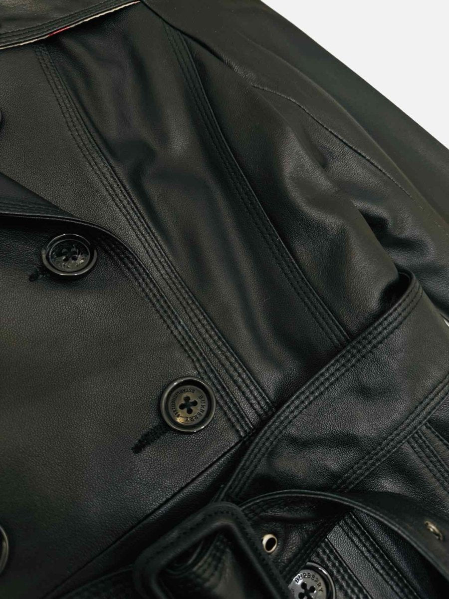 Pre-loved BURBERRY LONDON Double Breasted Black Size Medium Coat at Reems Closet
