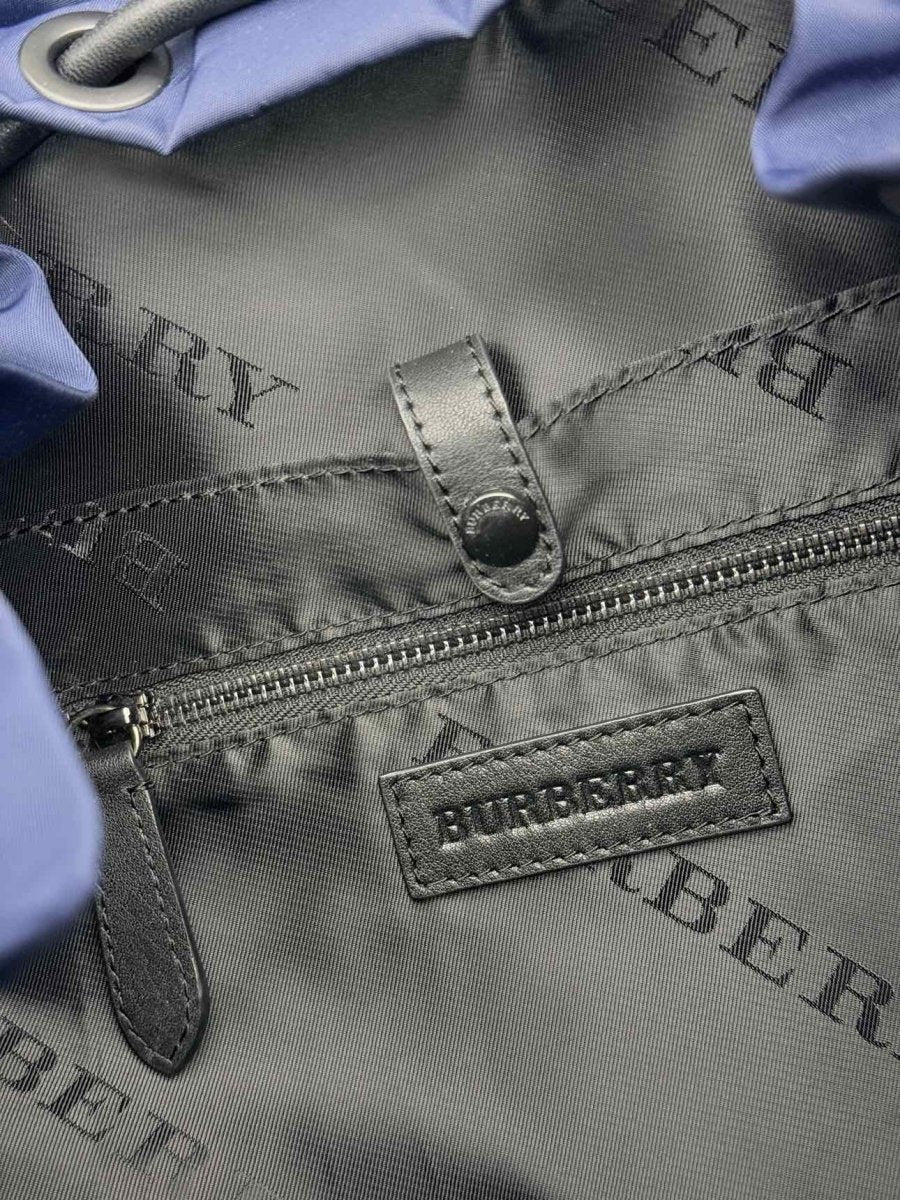 Pre - loved BURBERRY Navy Logo Print Backpack at Reems Closet