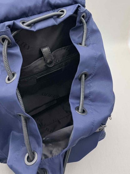 Pre - loved BURBERRY Navy Logo Print Backpack at Reems Closet