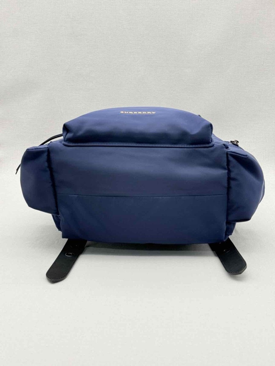 Pre - loved BURBERRY Navy Logo Print Backpack at Reems Closet