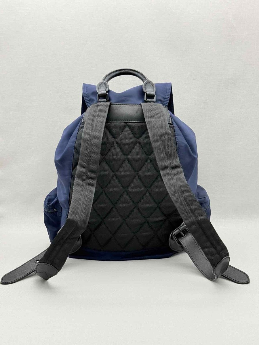 Pre - loved BURBERRY Navy Logo Print Backpack at Reems Closet