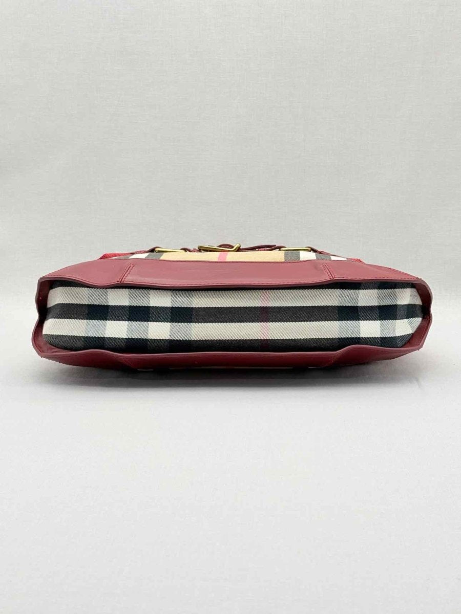 Pre - loved BURBERRY Red Multicolor Check Hobo bag at Reems Closet