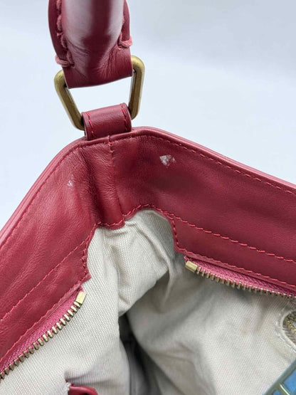 Pre - loved BURBERRY Red Multicolor Check Hobo bag at Reems Closet