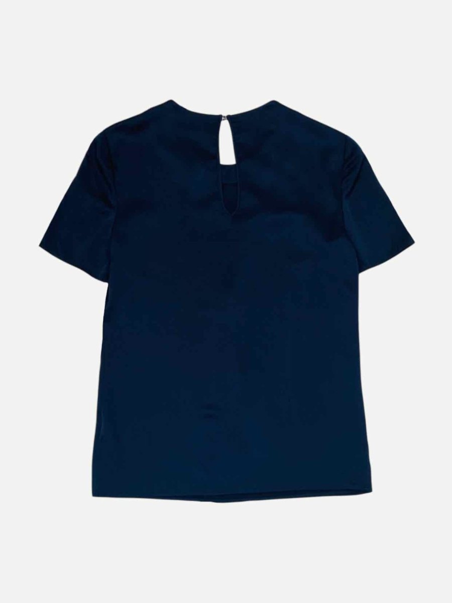 Pre - loved BURBERRY Short Sleeve Blue Blouse at Reems Closet