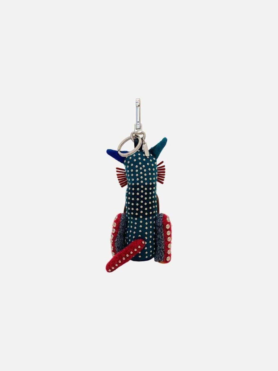 Pre - loved BURBERRY Studded Blue Multicolor Key Chain at Reems Closet