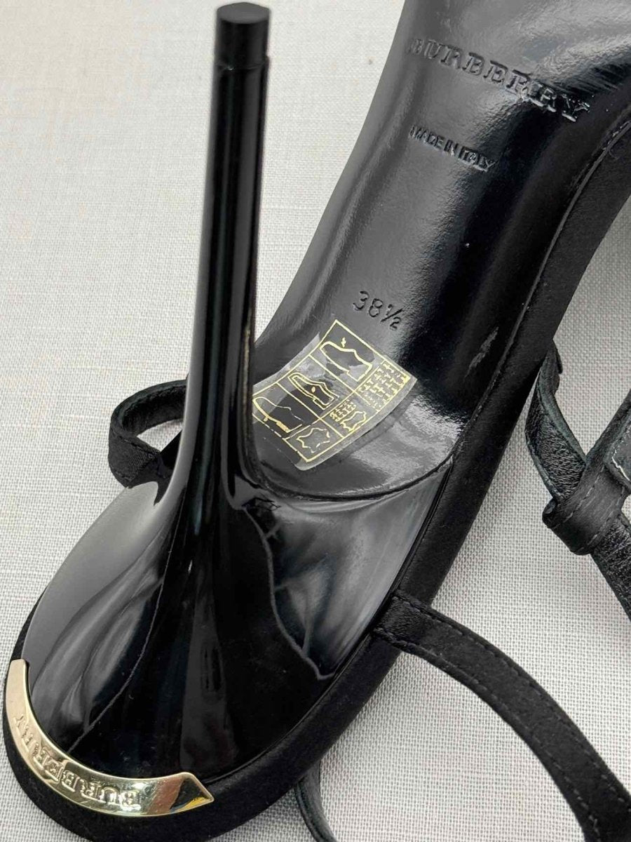 Pre - loved BURBERRY T Strap Black Size EU 38.5 Heeled Sandals at Reems Closet