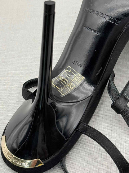 Pre - loved BURBERRY T Strap Black Size EU 38.5 Heeled Sandals at Reems Closet