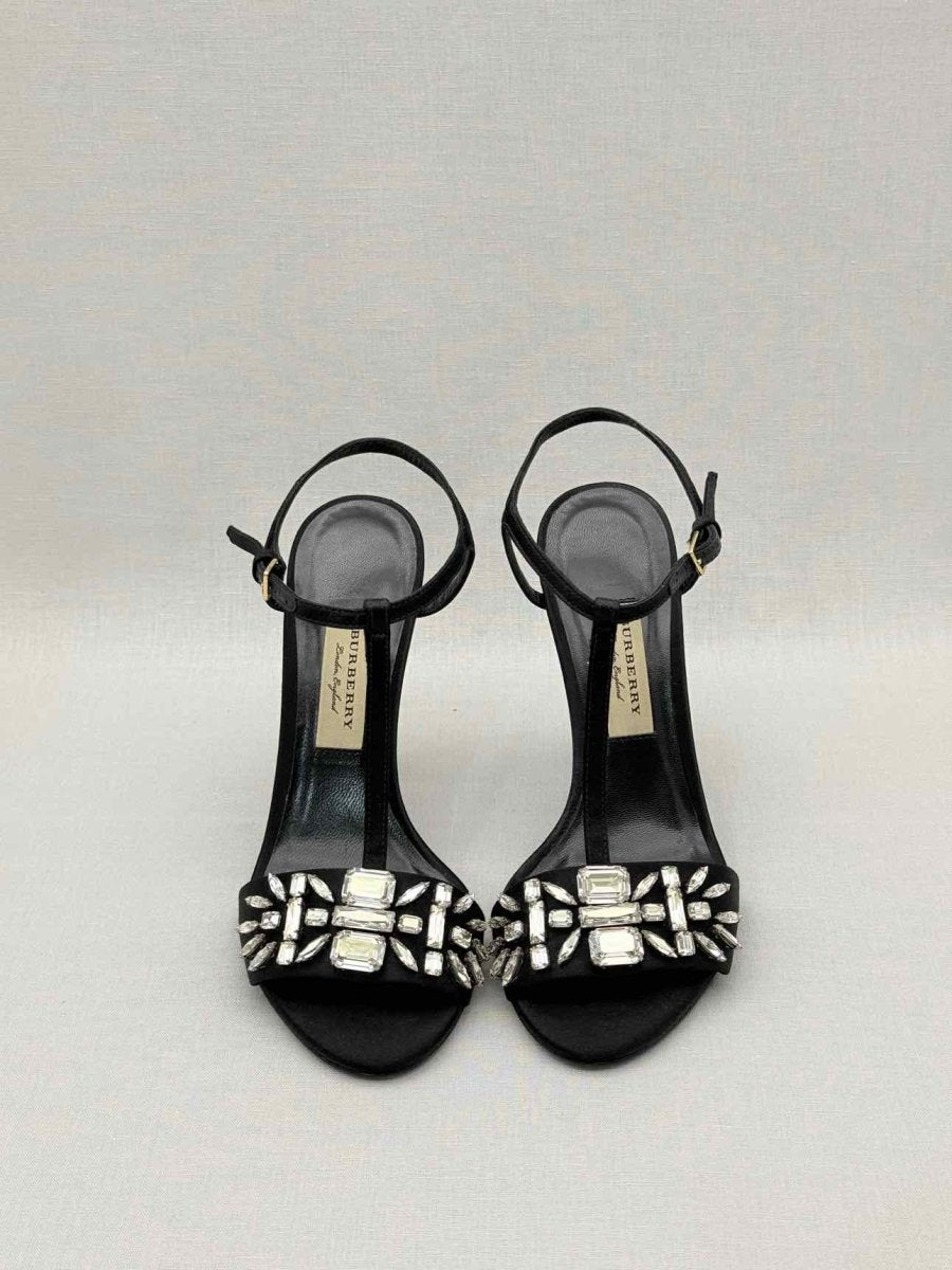 Pre - loved BURBERRY T Strap Black Size EU 38.5 Heeled Sandals at Reems Closet