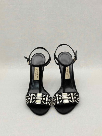 Pre - loved BURBERRY T Strap Black Size EU 38.5 Heeled Sandals at Reems Closet