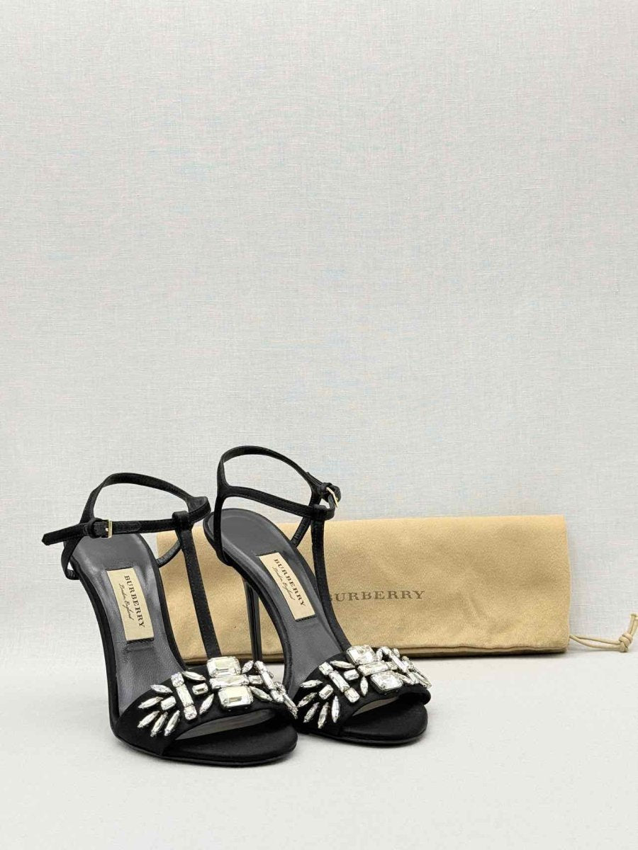 Pre - loved BURBERRY T Strap Black Size EU 38.5 Heeled Sandals at Reems Closet
