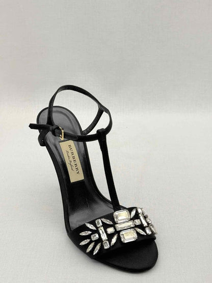 Pre - loved BURBERRY T Strap Black Size EU 38.5 Heeled Sandals at Reems Closet