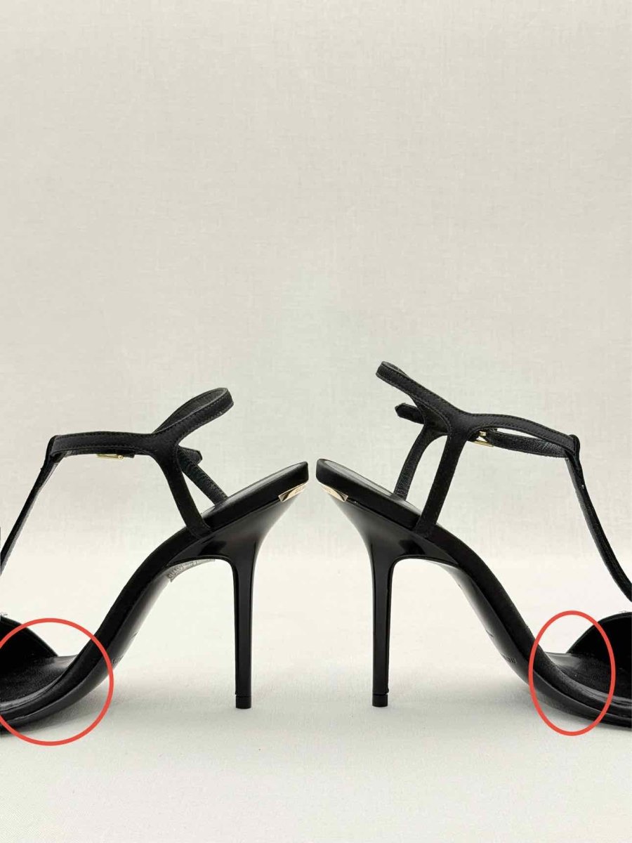 Pre - loved BURBERRY T Strap Black Size EU 38.5 Heeled Sandals at Reems Closet