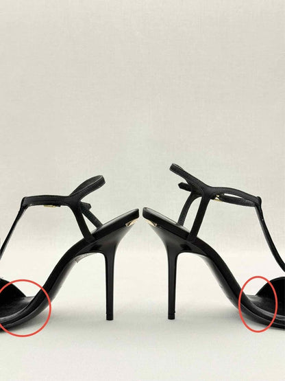 Pre - loved BURBERRY T Strap Black Size EU 38.5 Heeled Sandals at Reems Closet