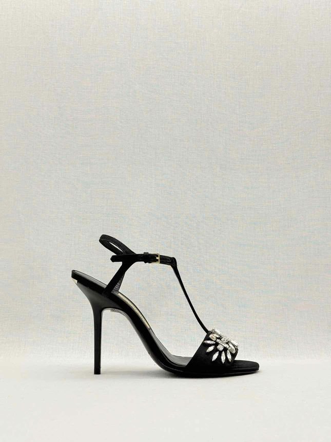 Pre - loved BURBERRY T Strap Black Size EU 38.5 Heeled Sandals at Reems Closet
