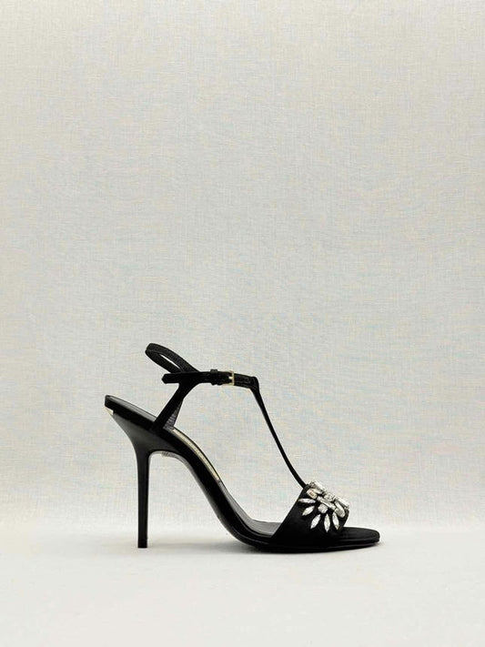 Pre - loved BURBERRY T Strap Black Size EU 38.5 Heeled Sandals at Reems Closet