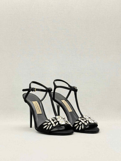 Pre - loved BURBERRY T Strap Black Size EU 38.5 Heeled Sandals at Reems Closet