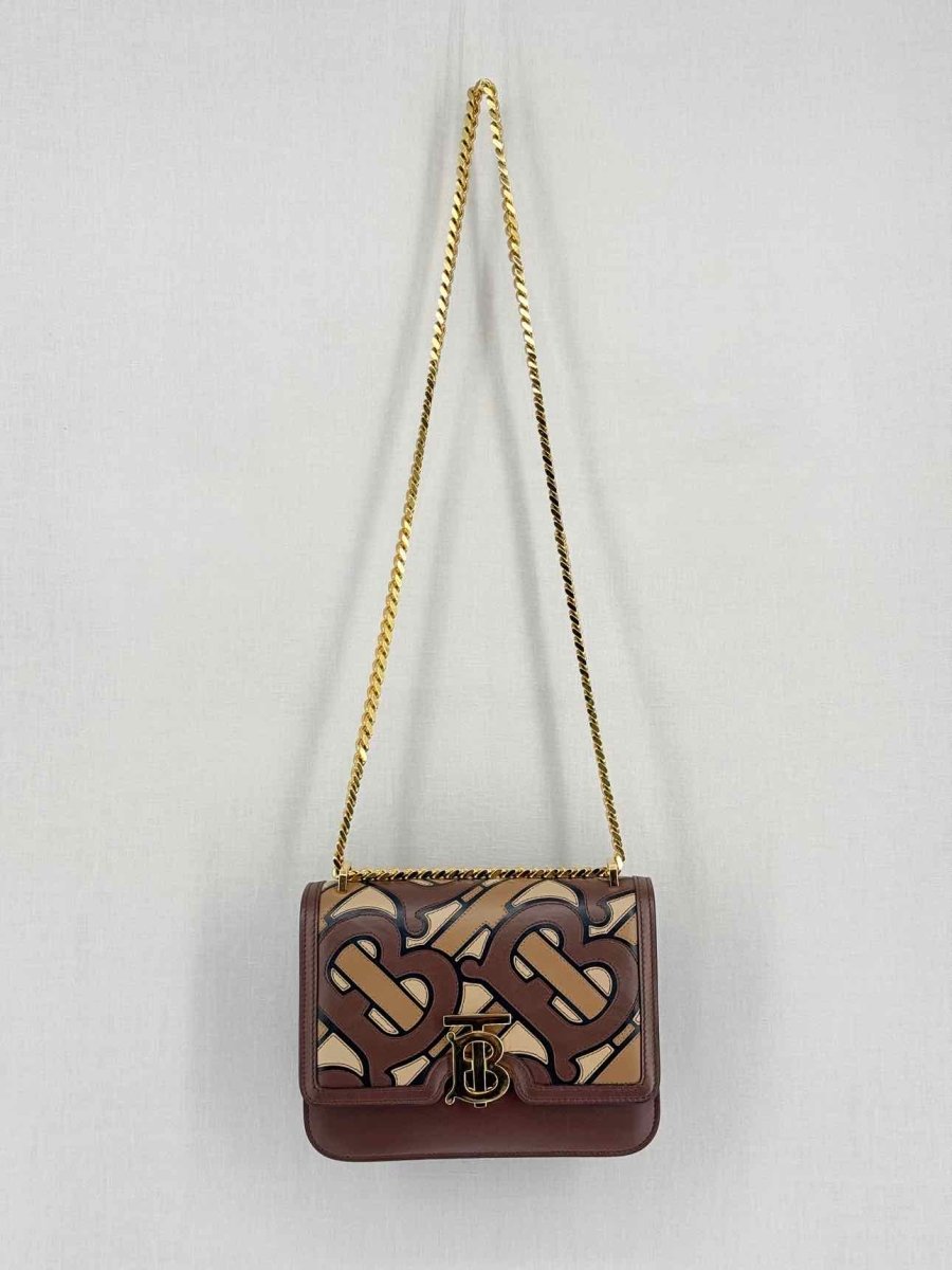Pre-loved BURBERRY TB Flap Brown Multicolor Monogram Shoulder Bag at Reems Closet