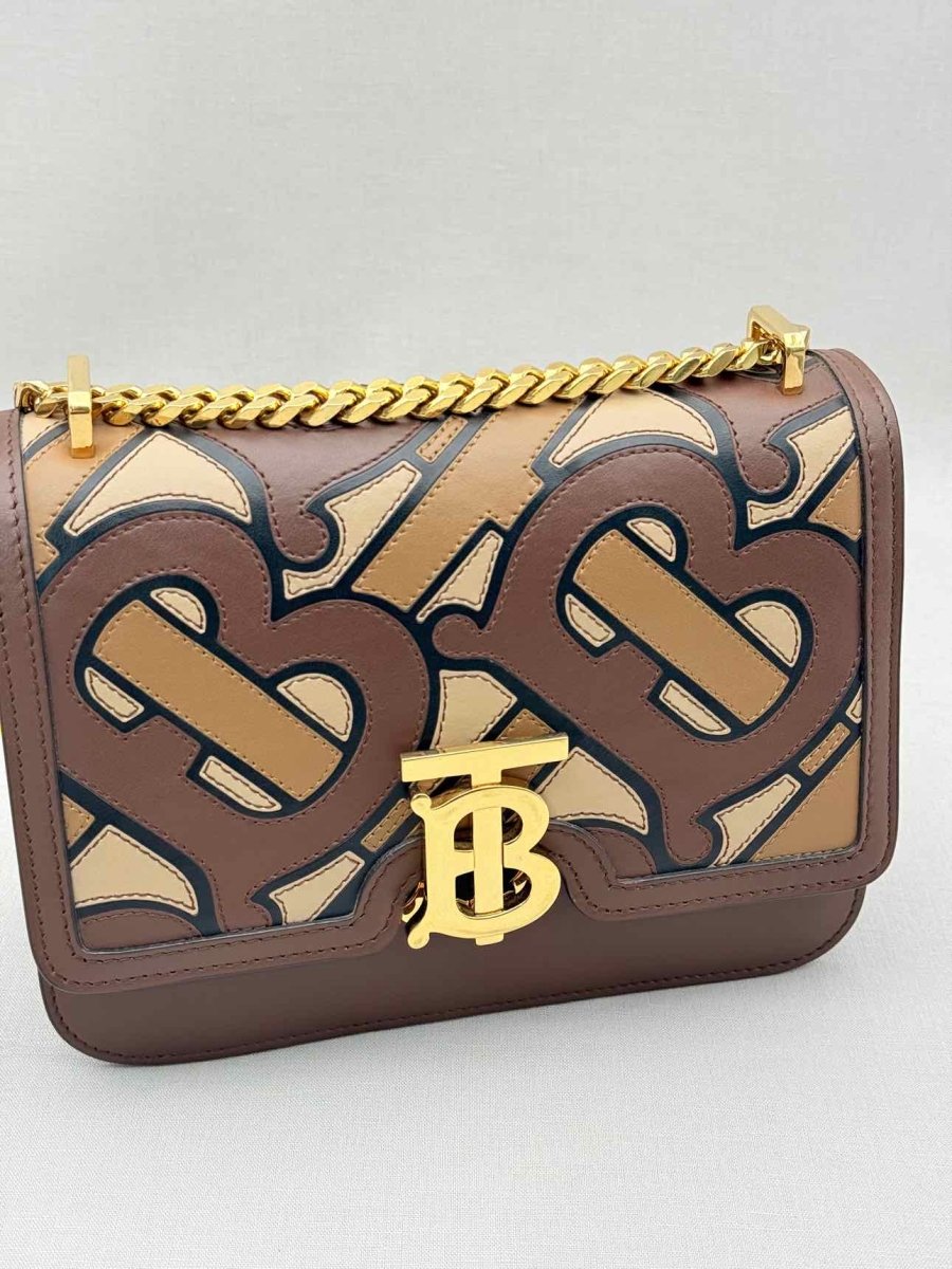 Pre-loved BURBERRY TB Flap Brown Multicolor Monogram Shoulder Bag at Reems Closet