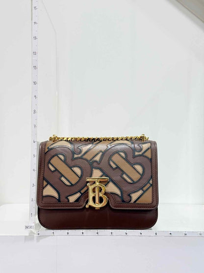 Pre-loved BURBERRY TB Flap Brown Multicolor Monogram Shoulder Bag at Reems Closet