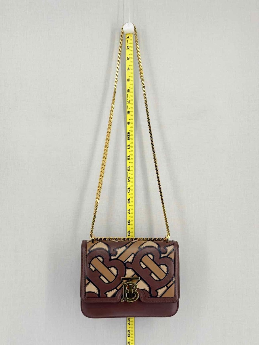 Pre-loved BURBERRY TB Flap Brown Multicolor Monogram Shoulder Bag at Reems Closet