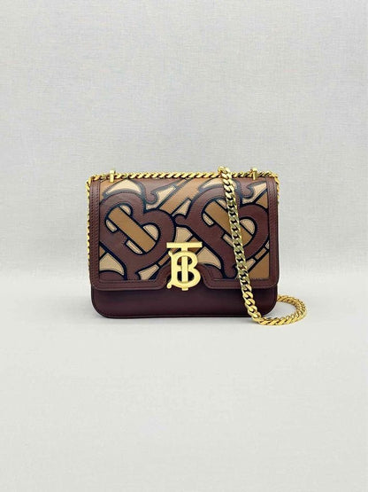 Pre-loved BURBERRY TB Flap Brown Multicolor Monogram Shoulder Bag at Reems Closet