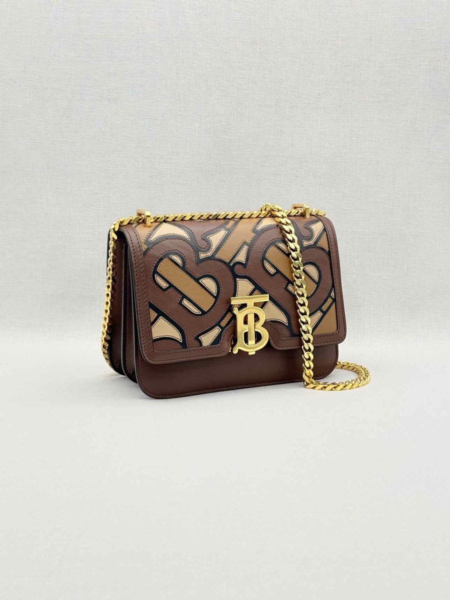 Pre-loved BURBERRY TB Flap Brown Multicolor Monogram Shoulder Bag at Reems Closet