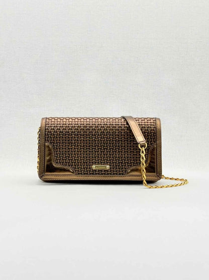 Pre - loved BURBERRY Wallet on Chain Brown Latticing Crossbody at Reems Closet