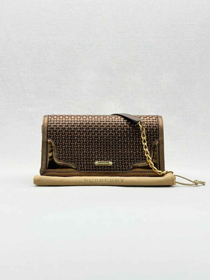 Pre - loved BURBERRY Wallet on Chain Brown Latticing Crossbody at Reems Closet