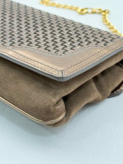 Pre - loved BURBERRY Wallet on Chain Brown Latticing Crossbody at Reems Closet