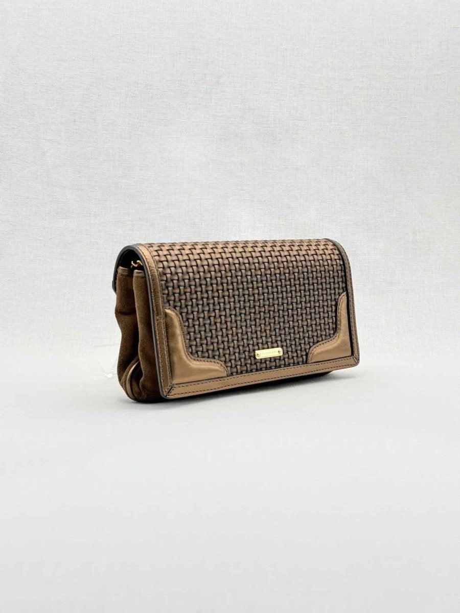 Pre - loved BURBERRY Wallet on Chain Brown Latticing Crossbody at Reems Closet