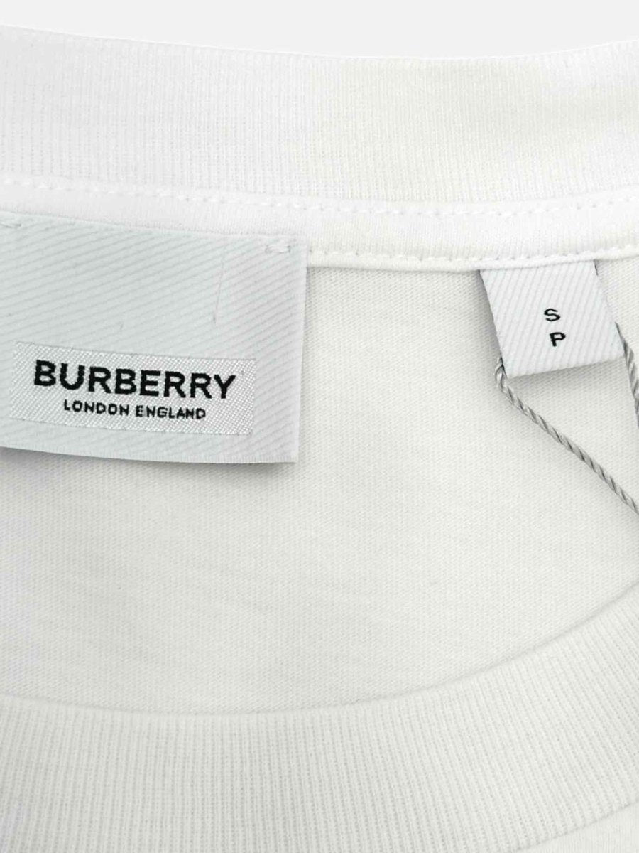 Pre - loved BURBERRY White Logo T - shirt at Reems Closet