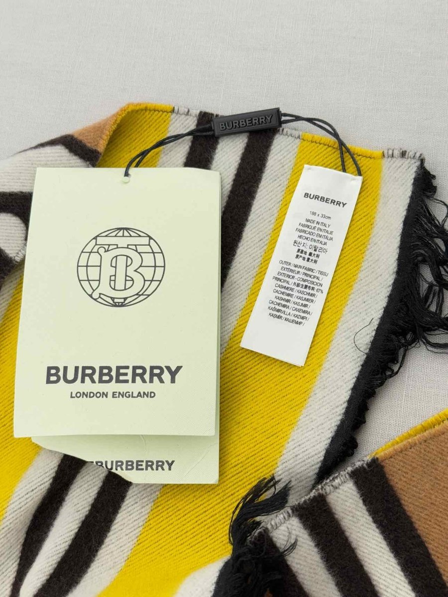 Pre - loved BURBERRY Yellow Monogram Scarf at Reems Closet