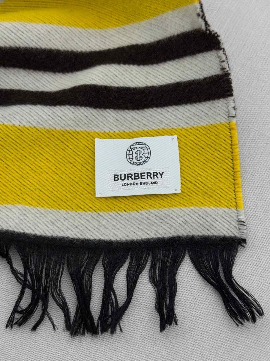 Pre - loved BURBERRY Yellow Monogram Scarf at Reems Closet
