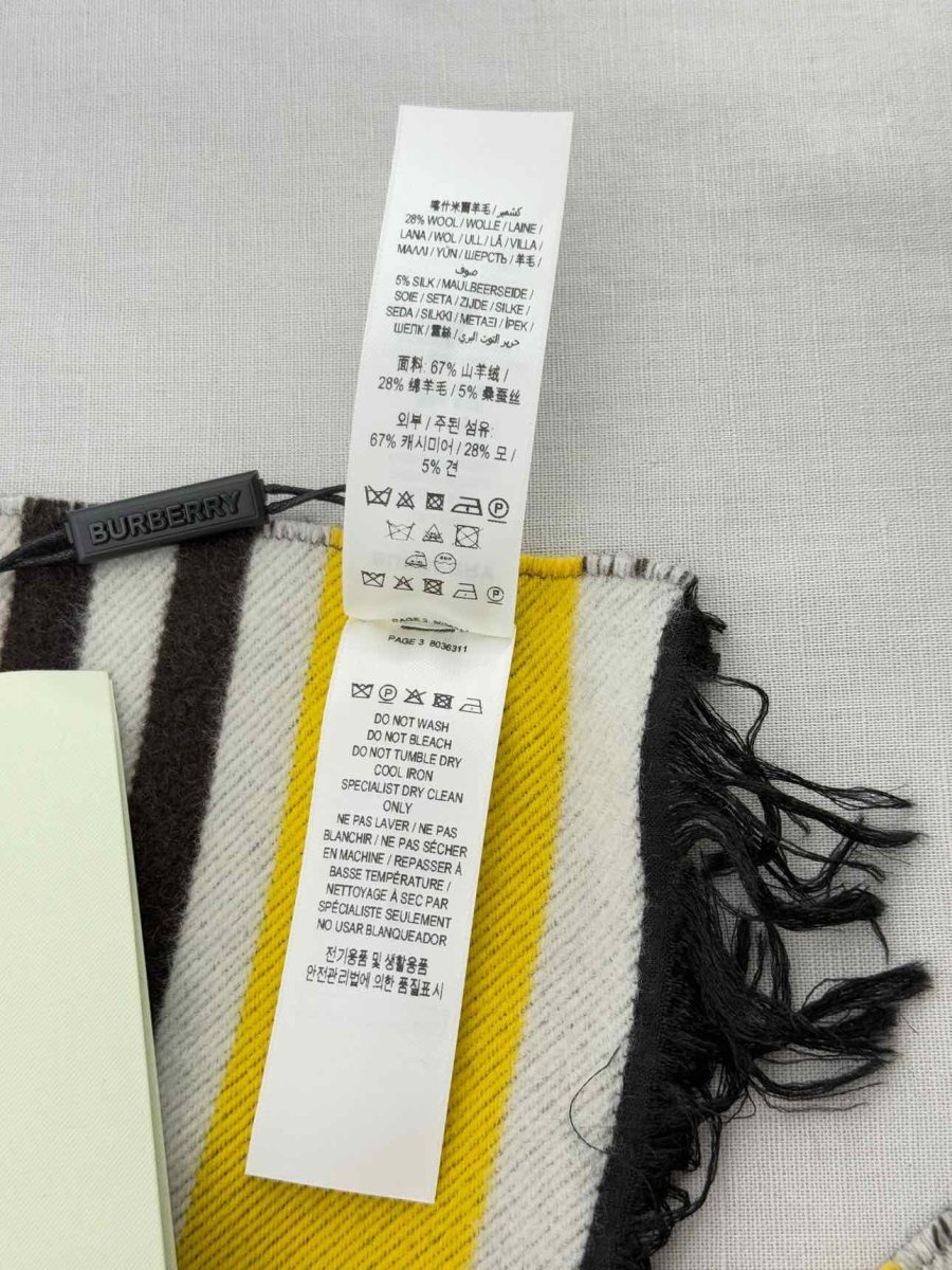 Pre - loved BURBERRY Yellow Monogram Scarf at Reems Closet