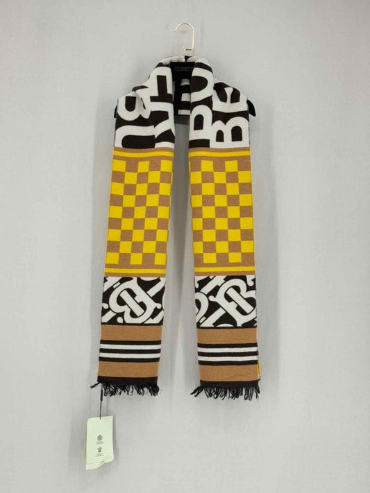 Pre - loved BURBERRY Yellow Monogram Scarf at Reems Closet