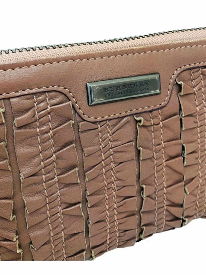 Pre-loved BURBERRY Zip Around Taupe Continental Wallet from Reems Closet
