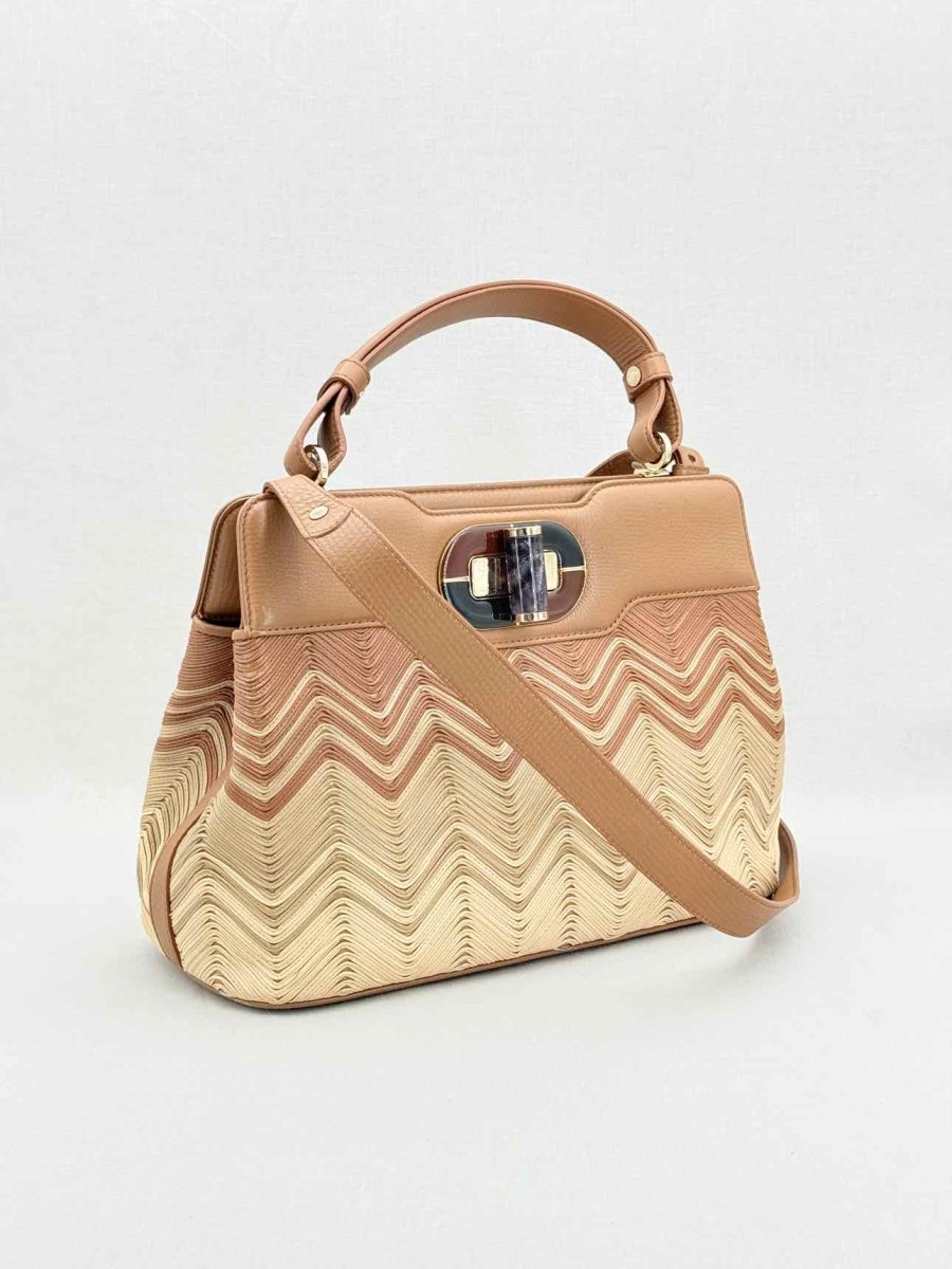 Pre - loved BVLGARI Isabella Rossellini Tricolor Top Handle at Reems Closet