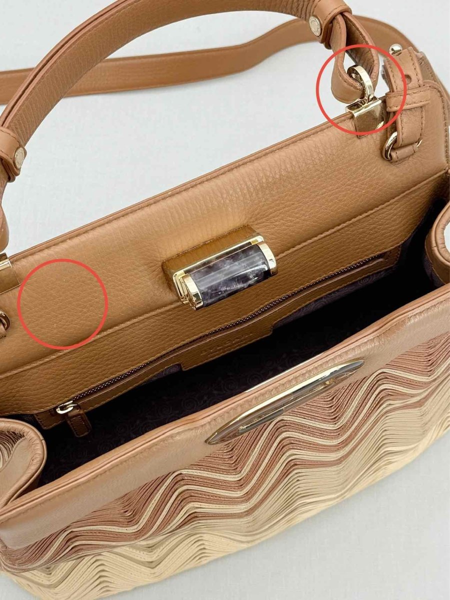 Pre - loved BVLGARI Isabella Rossellini Tricolor Top Handle at Reems Closet