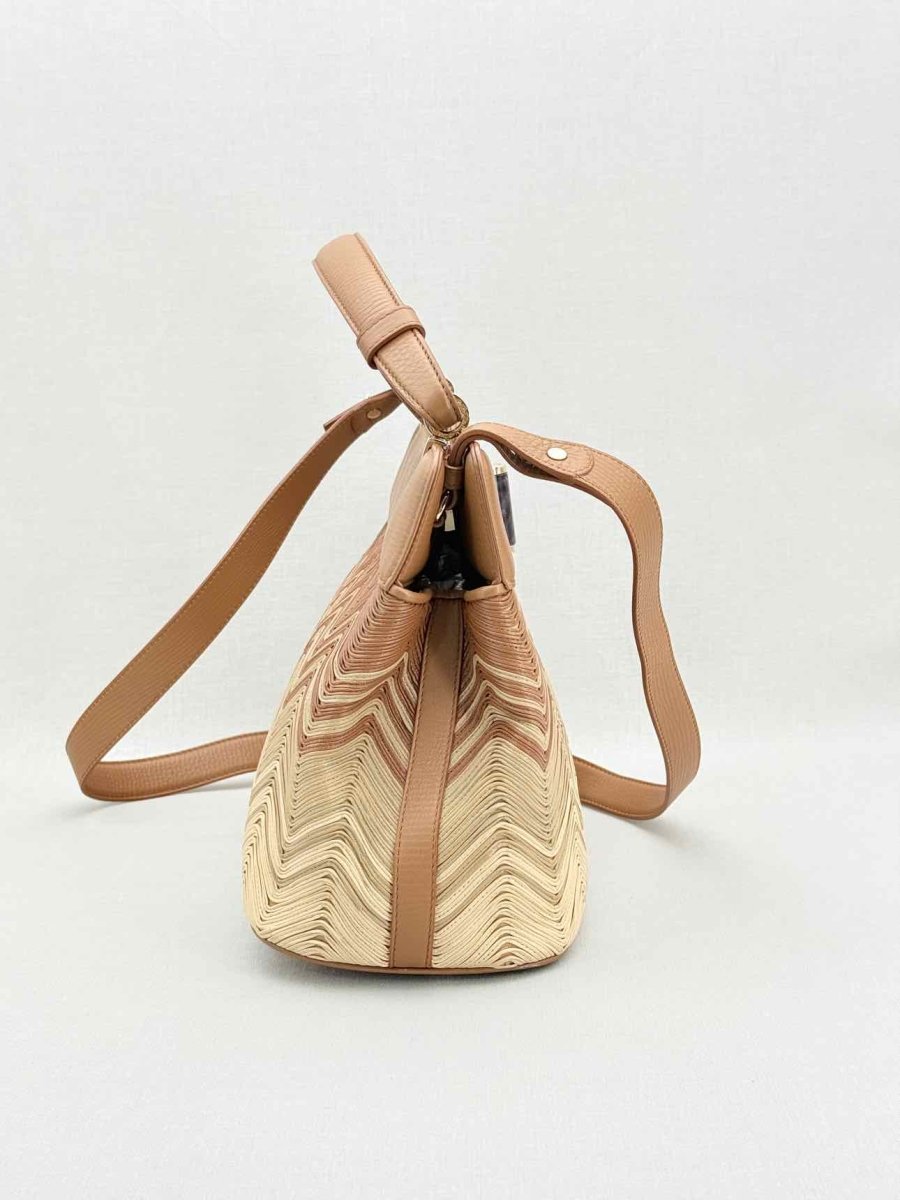 Pre - loved BVLGARI Isabella Rossellini Tricolor Top Handle at Reems Closet