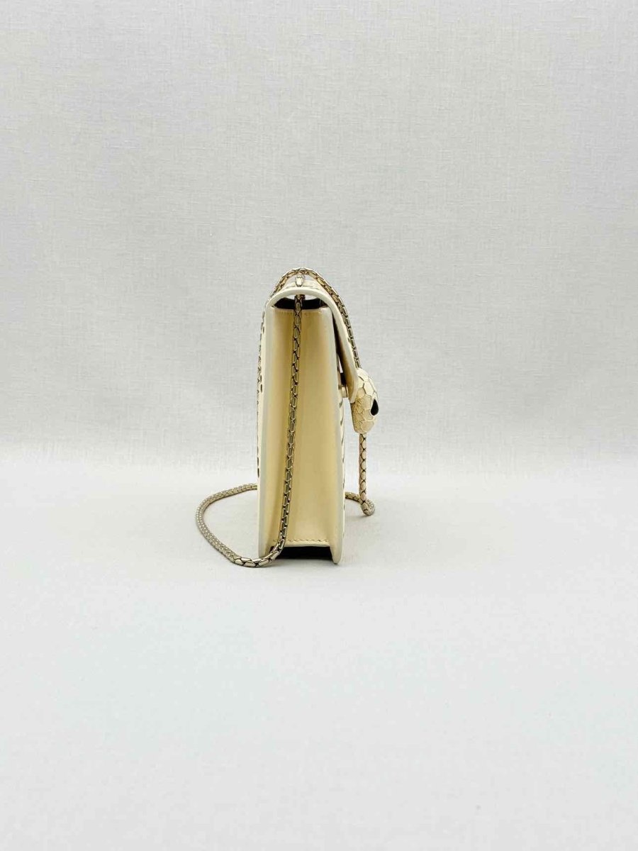 Pre - loved BVLGARI Serpenti Beige Laser Cut Crossbody at Reems Closet