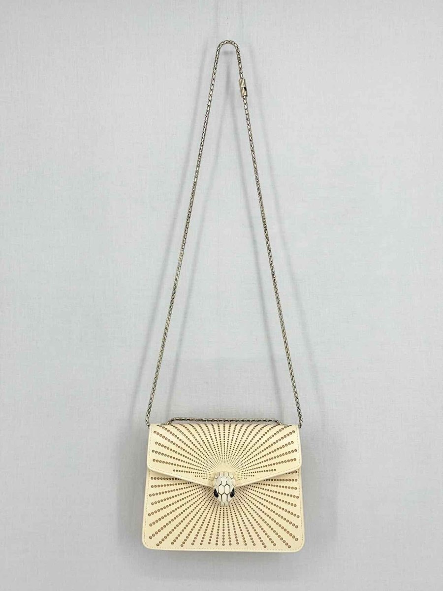 Pre - loved BVLGARI Serpenti Beige Laser Cut Crossbody at Reems Closet