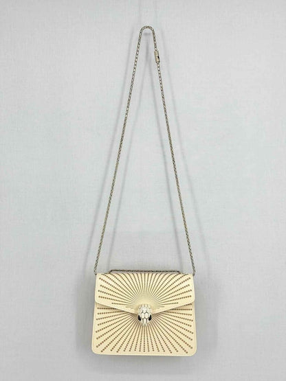 Pre - loved BVLGARI Serpenti Beige Laser Cut Crossbody at Reems Closet