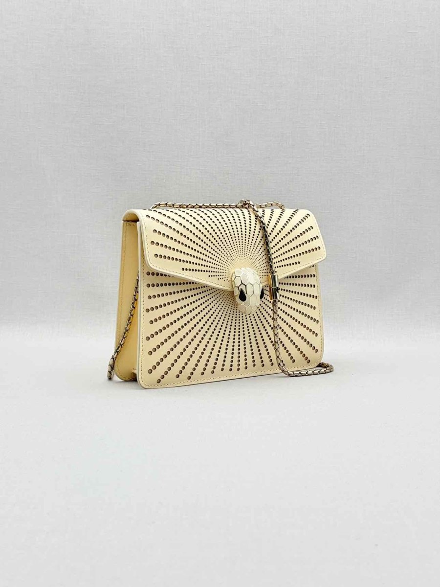 Pre - loved BVLGARI Serpenti Beige Laser Cut Crossbody at Reems Closet