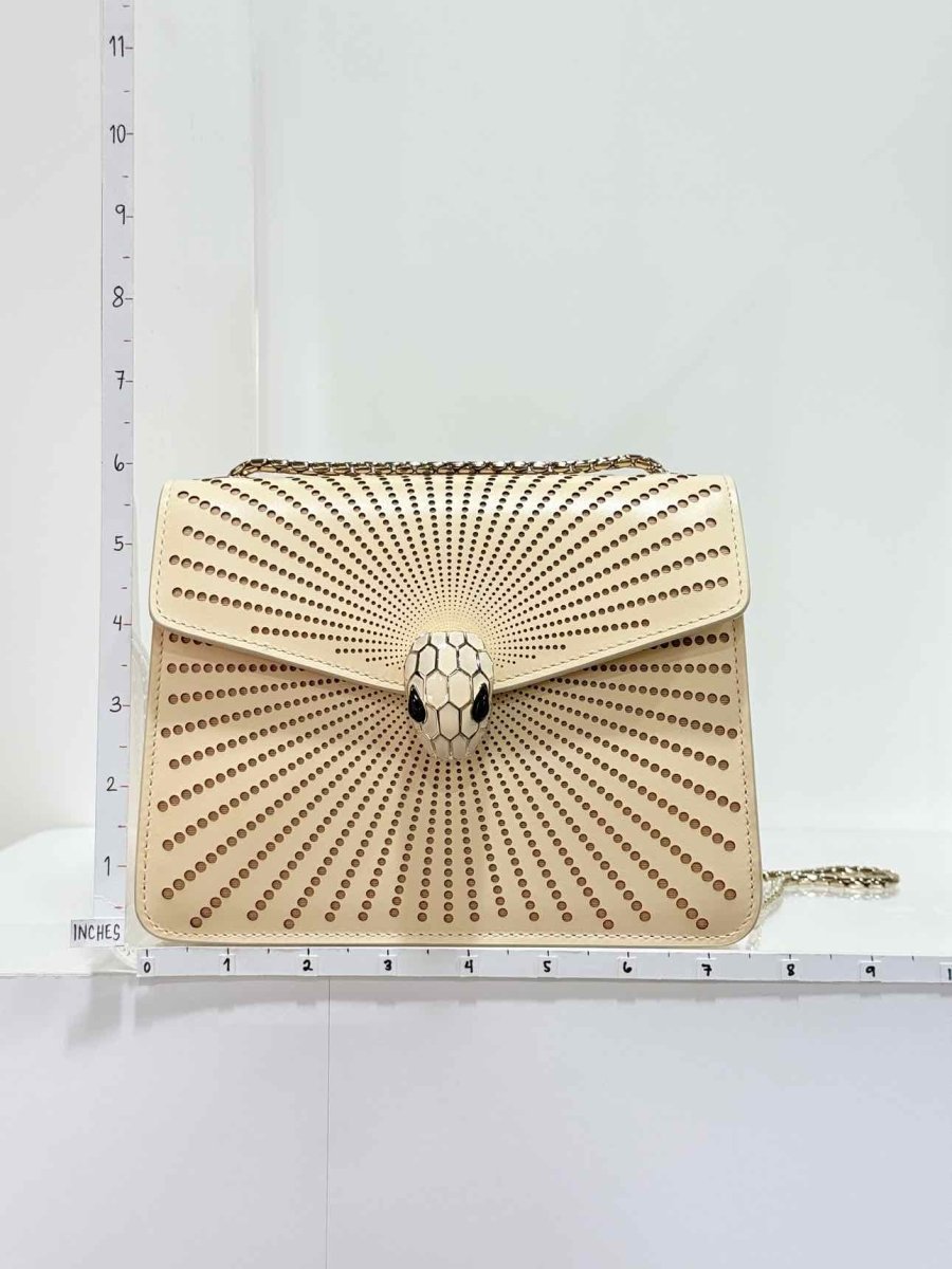 Pre - loved BVLGARI Serpenti Beige Laser Cut Crossbody at Reems Closet