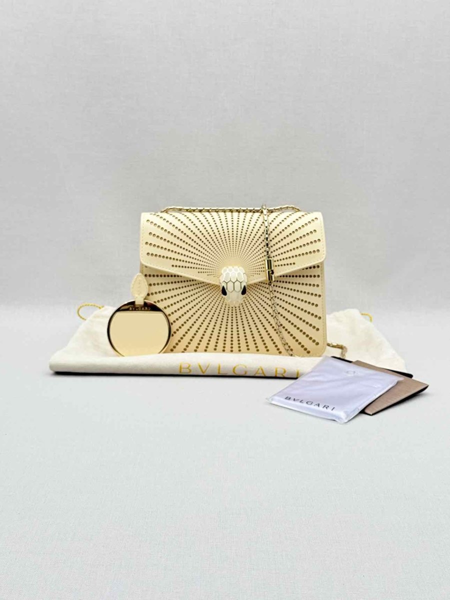 Pre - loved BVLGARI Serpenti Beige Laser Cut Crossbody at Reems Closet